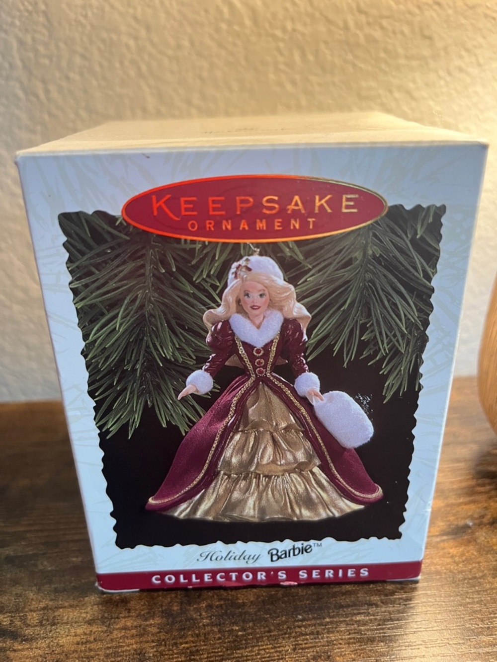 Keepsake Holiday Barbie Ornament - Burgundy & Gold